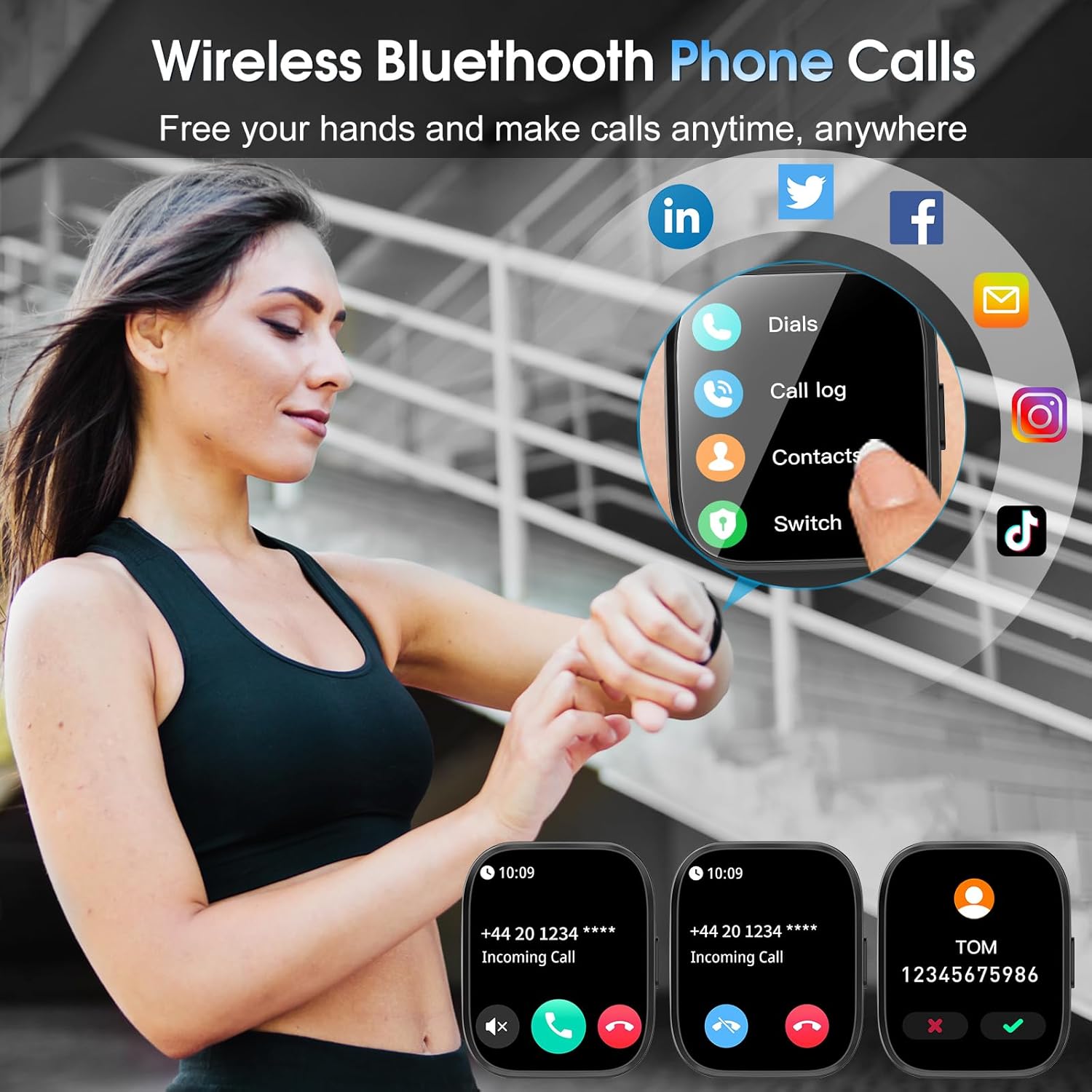 Smart Watch for Men Waterproof Smart Watches, Fitness Tracker, Pedometer, Smartwatch for Android iOS,Black - Image 2
