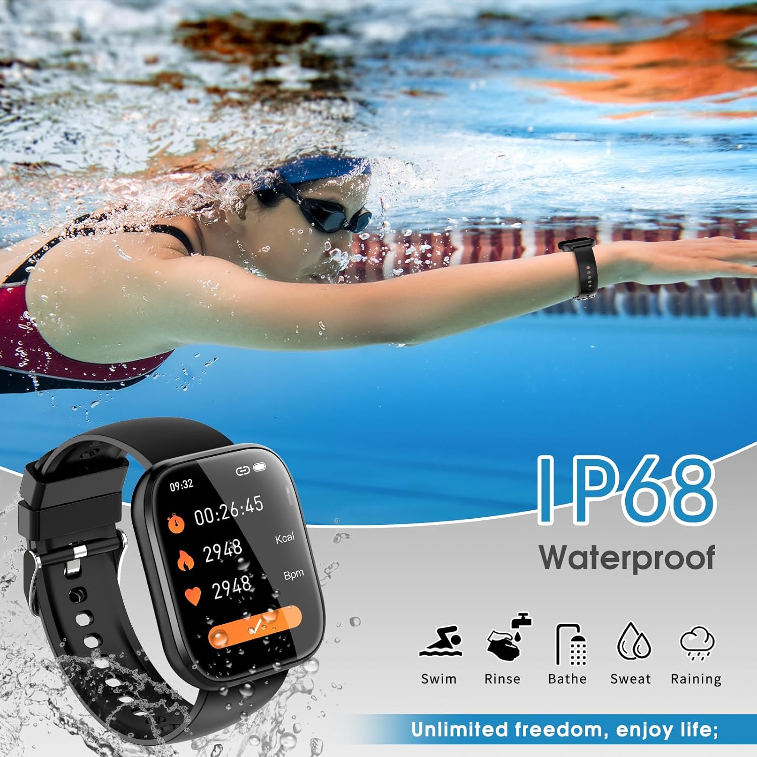Smart Watch for Men Waterproof Smart Watches, Fitness Tracker, Pedometer, Smartwatch for Android iOS,Black - Image 5
