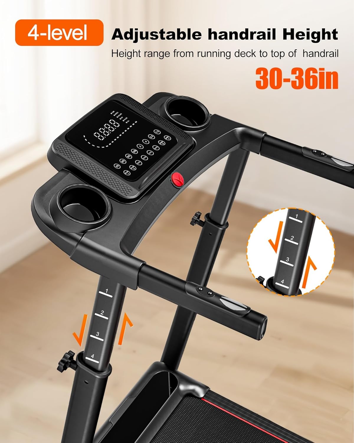Treadmill for Home with Auto 15% Incline, 4.0HP Brushless Treadmills with Handrail, Folding Treadmill with 400 lbs Capacity, Double Cushioned Running Machine for Small Space with Smart APP - Image 3