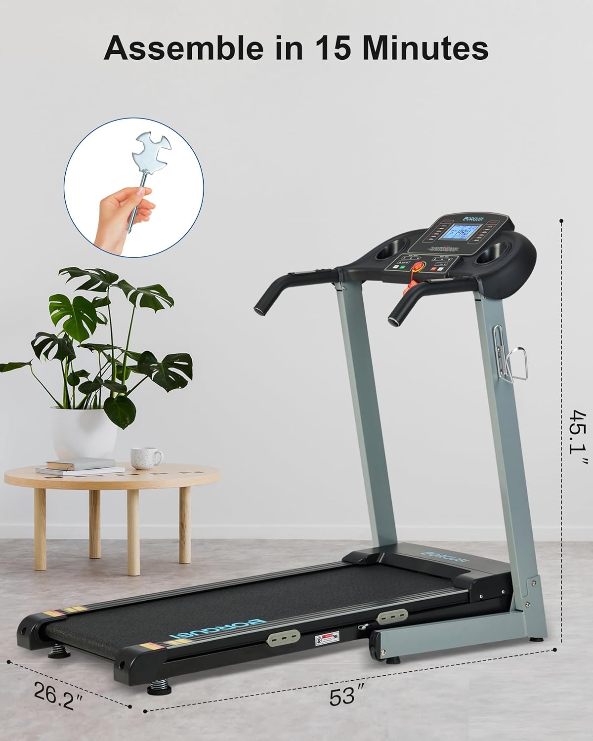 Treadmill with Auto Incline - 300 lb Capacity, 3.0HP Folding Electric Treadmill Up to 8.5 MPH Speed, Running Machine with 17.5" Wide Tread Belt and Bluetooth Speaker for Home Use - Image 2