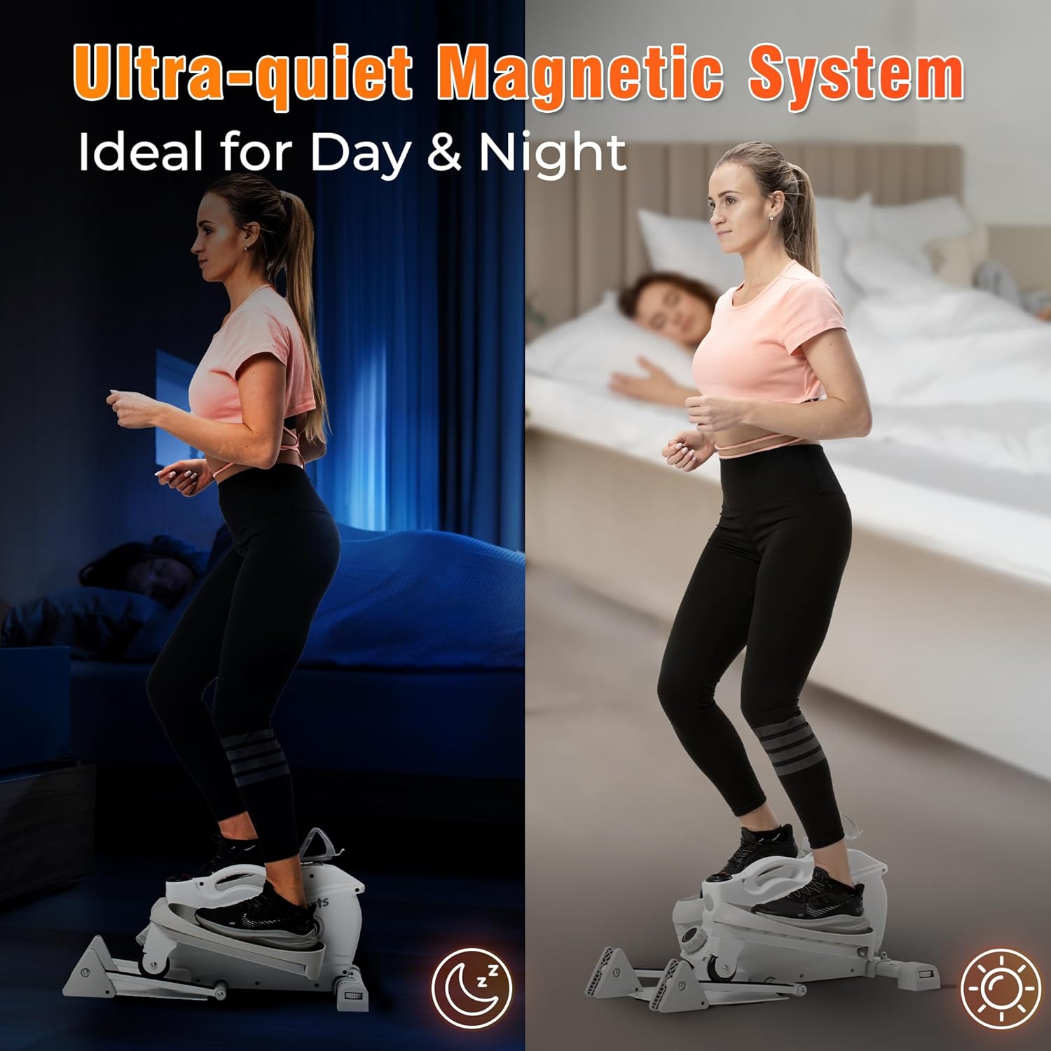 Ksports Mini Elliptical with Optional Handles & Seat, 3 Levels Manual Incline, Quiet Infinite Adjustable Magnetic Resistance, and LED Display – Joint-Friendly and Versatile Design - Image 5