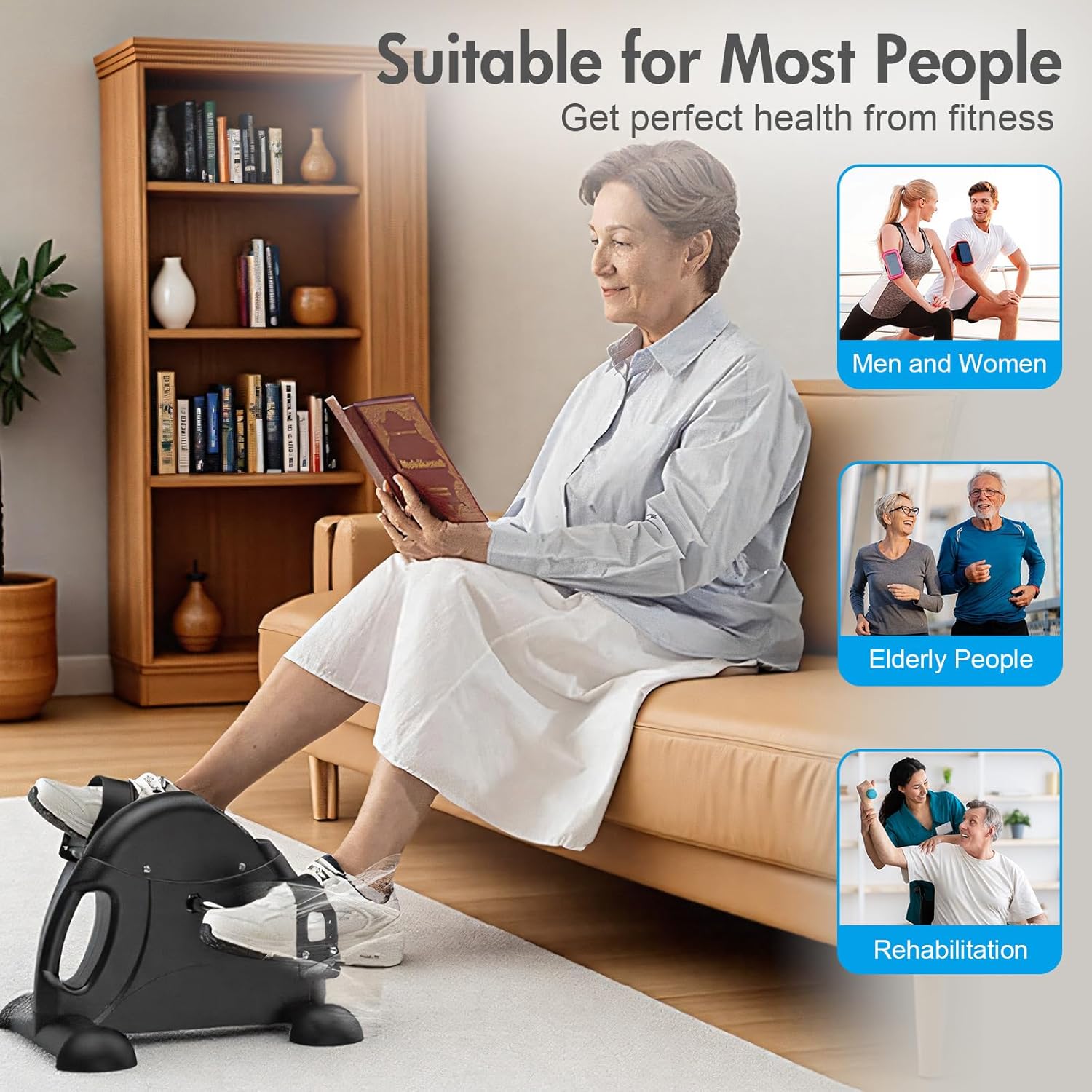 ALSO GO Mini Multi-Function Stepper, Exercise Bike, Digital Under Desk Bike with LCD Screen Display, Pedal Exerciser Peddler for Leg Arm and Knee for Elderly - Image 5