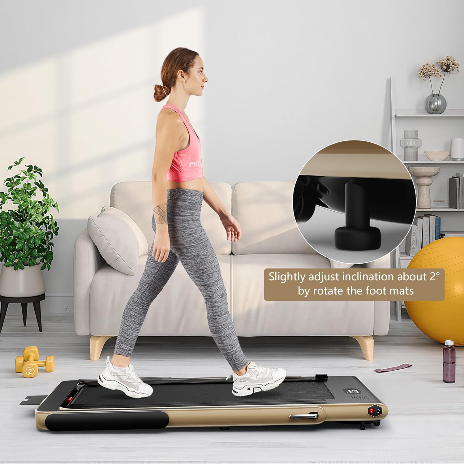 Goplus 2 in 1 Folding Treadmill, 2.25HP Superfit Under Desk Electric Treadmill, Installation-Free with Remote Control, APP Control and LED Display, Walking Jogging for Home Office - Image 8