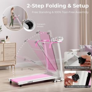 GYMAX Foldable Treadmill, Freestanding Easy Assembly Folding Treadmill with 12 Preset Programs, LCD Monitor, Built-in Wheels & Pulse Sensor, Portable Compact Running Machine for Small Space
