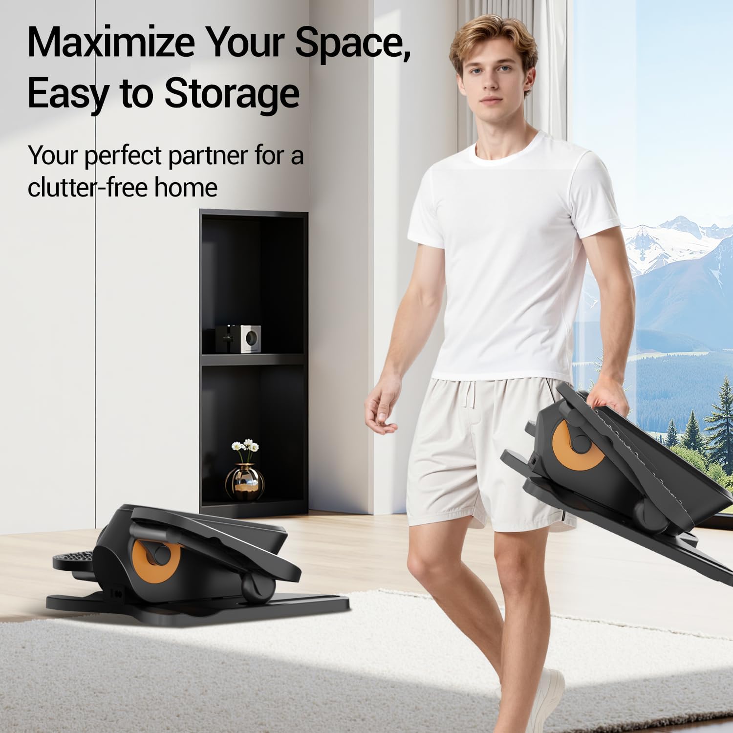 Under Desk Elliptical Machine, Electric Ellipse Leg Exerciser as Seen on Tv for Seniors, Quiet Portable Seated Pedal Exerciser with Remote Control, 12 Adjustable Speeds, Auto & HR Mode for Home Office - Image 6