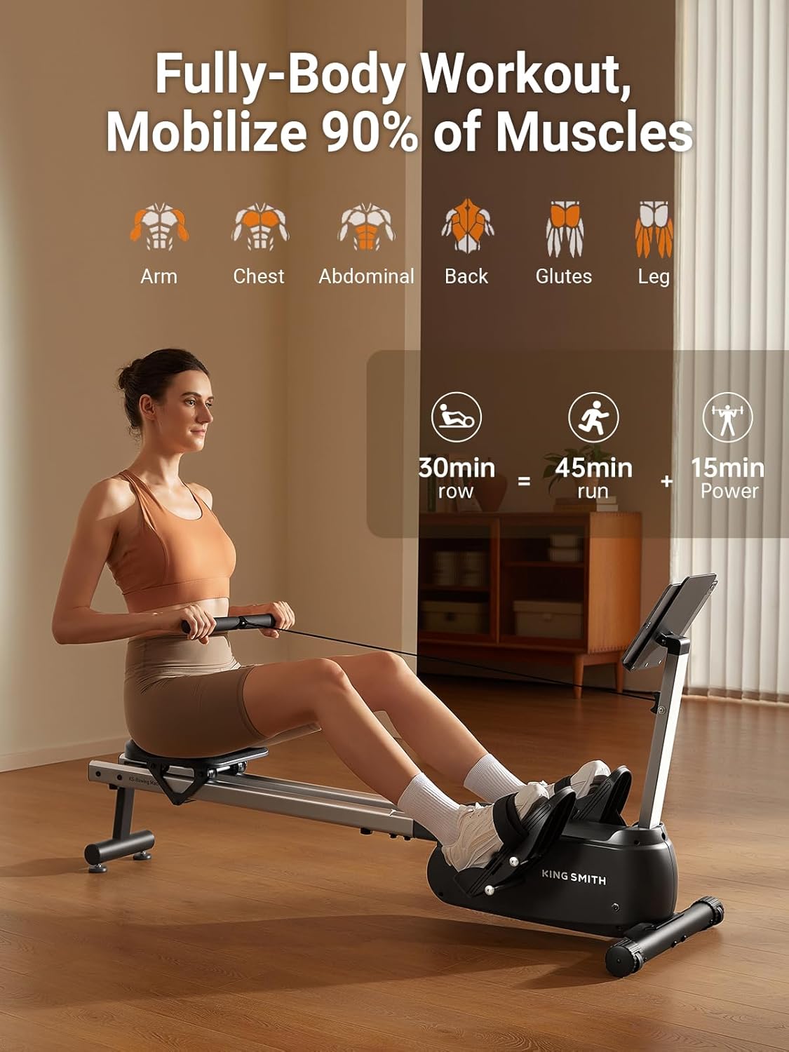 KINGSMITH Magnetic Rowing Machines for Home, 350LBS Capacity, APP Supported, Row Machine with Adjustable Resistance, Compact Rowing Machine Foldable - Image 2