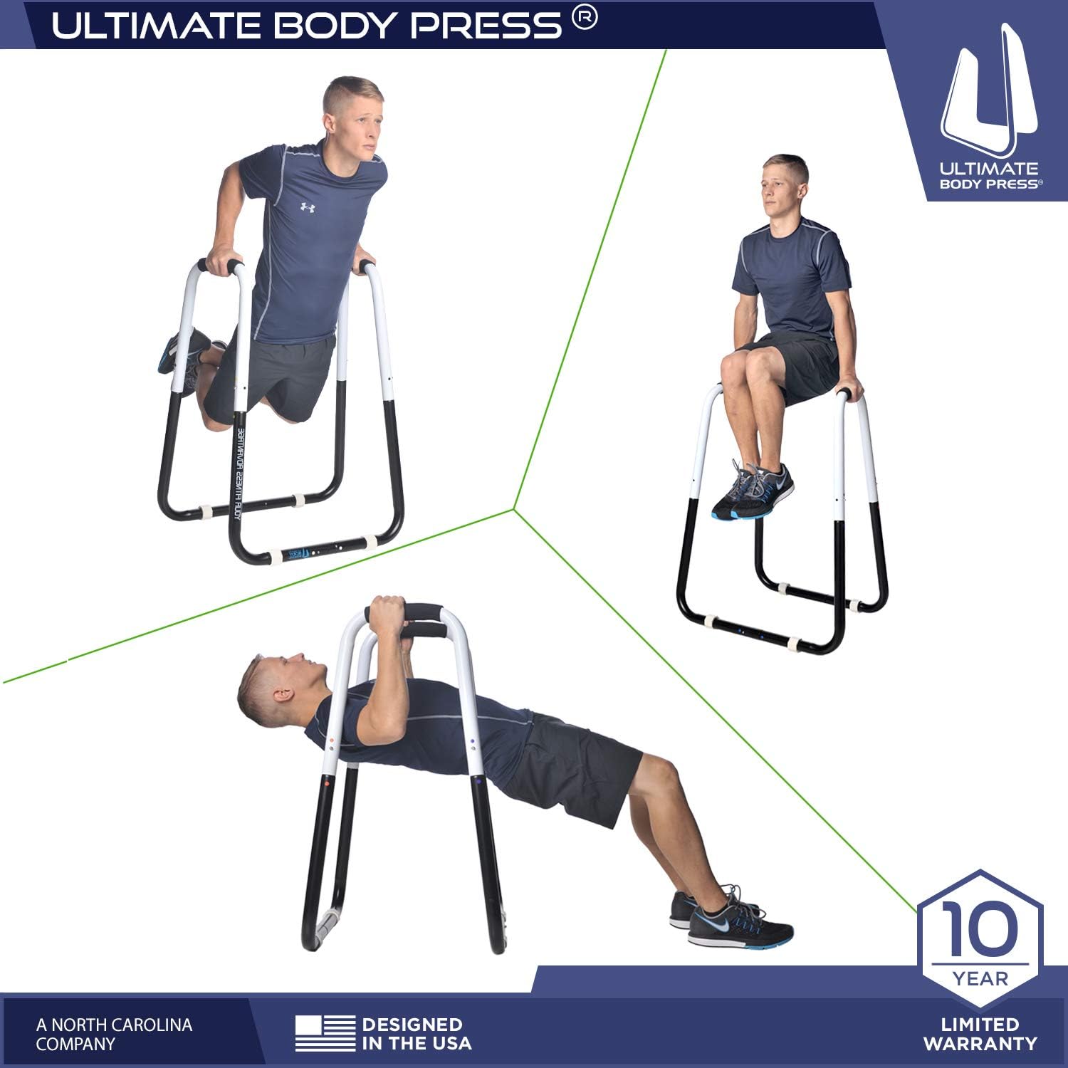 Ultimate Body Press Dip Bar Fitness Station - Adjustable Width Folding Dip Stand with Angled Grips, Stable Leveling and Easy Storage - Image 3