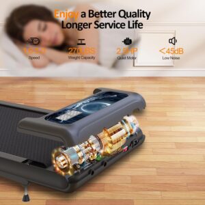 Walking Pad Treadmill with Incline,Walking Pad 2.5HP for Home and Office, 265Lbs Weight Capacity,Treadmill with APP &Remote Control, LED Display
