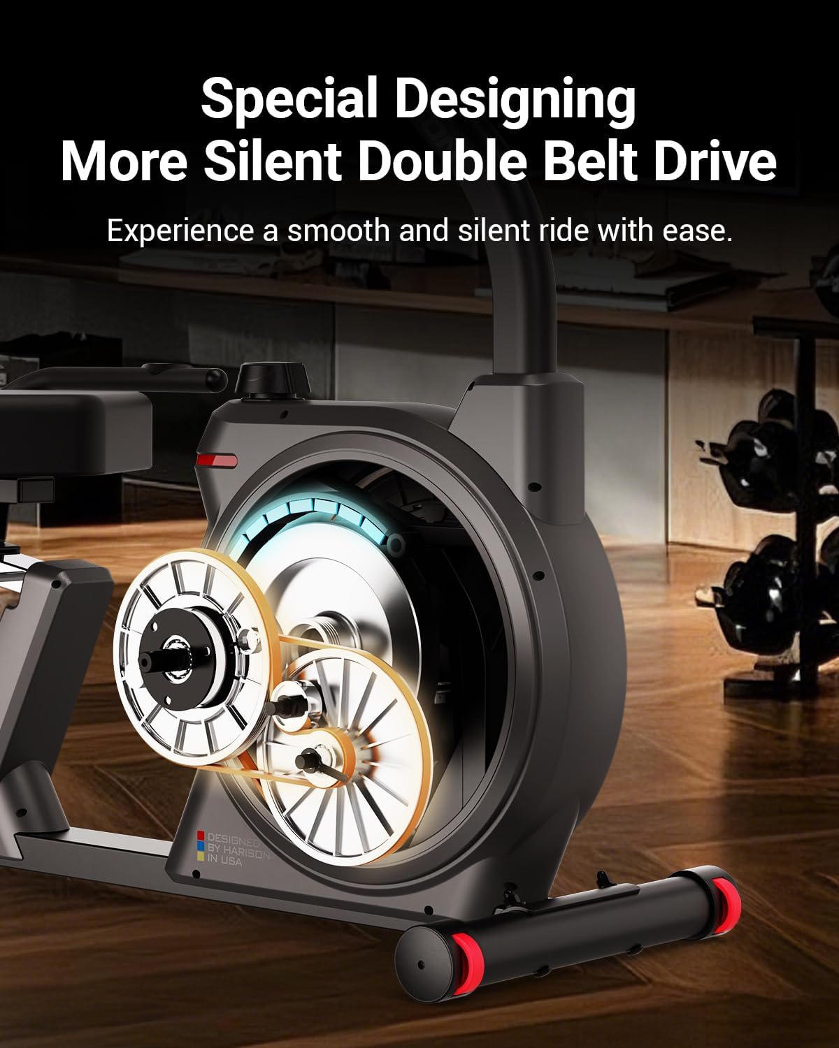 HARISON Semi Commercial Magnetic Recumbent Exercise Bike for Home with 450 lbs Capacity, Recumbent Bikes for Seniors & Adults with 2-in-1 LCD Monitor & Tablet Holder, HARISON APP - Image 3