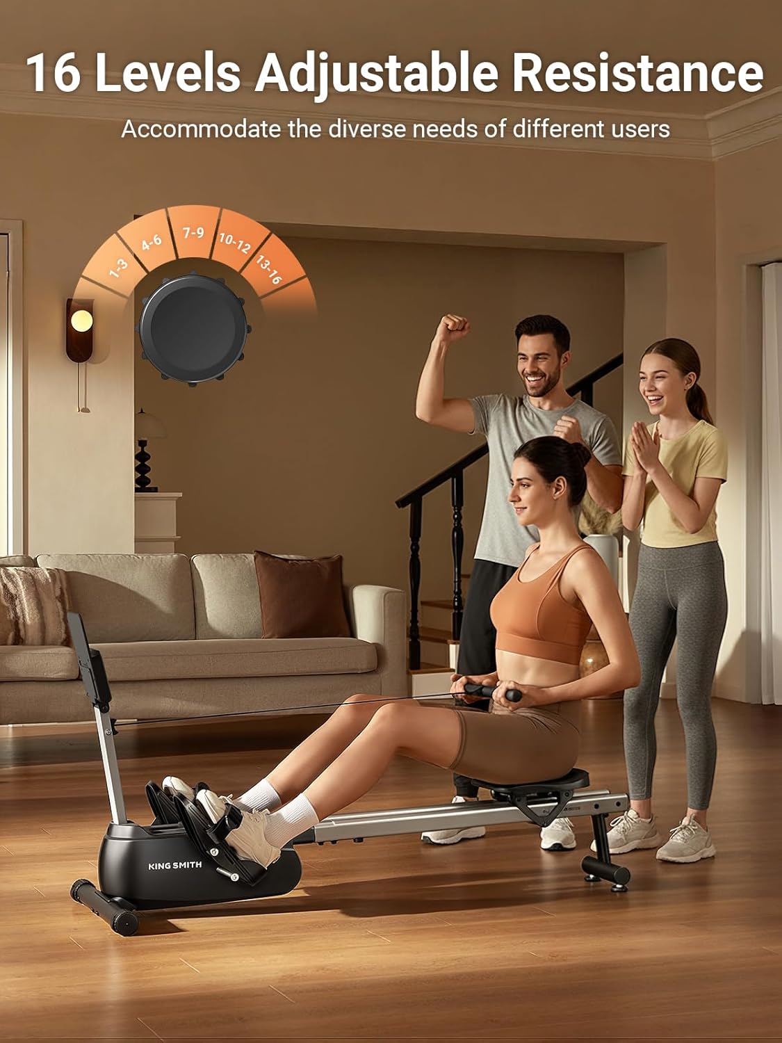 KINGSMITH Magnetic Rowing Machines for Home, 350LBS Capacity, APP Supported, Row Machine with Adjustable Resistance, Compact Rowing Machine Foldable - Image 6