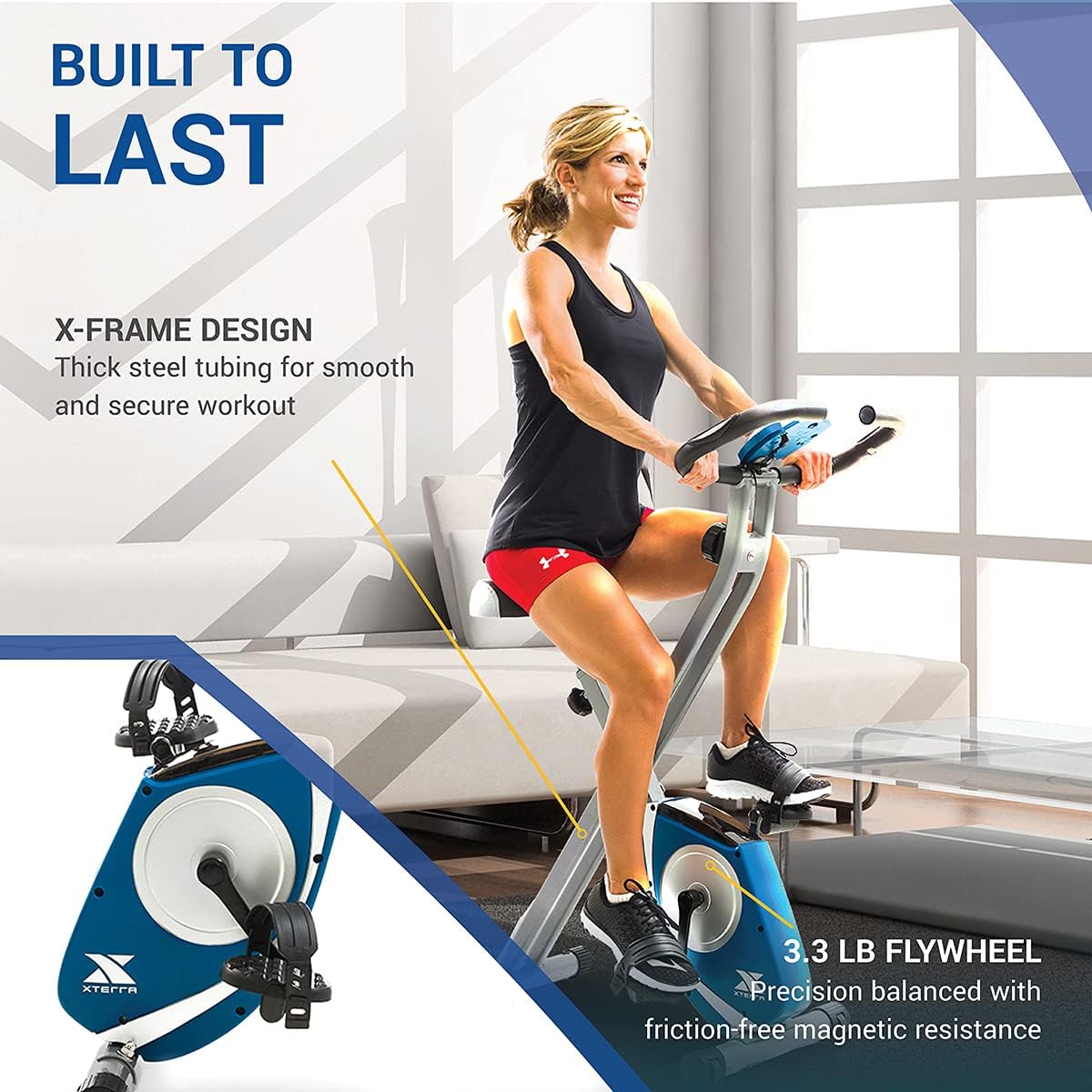 XTERRA Fitness Folding Exercise Bike, 225 LB Weight Capacity - Image 3