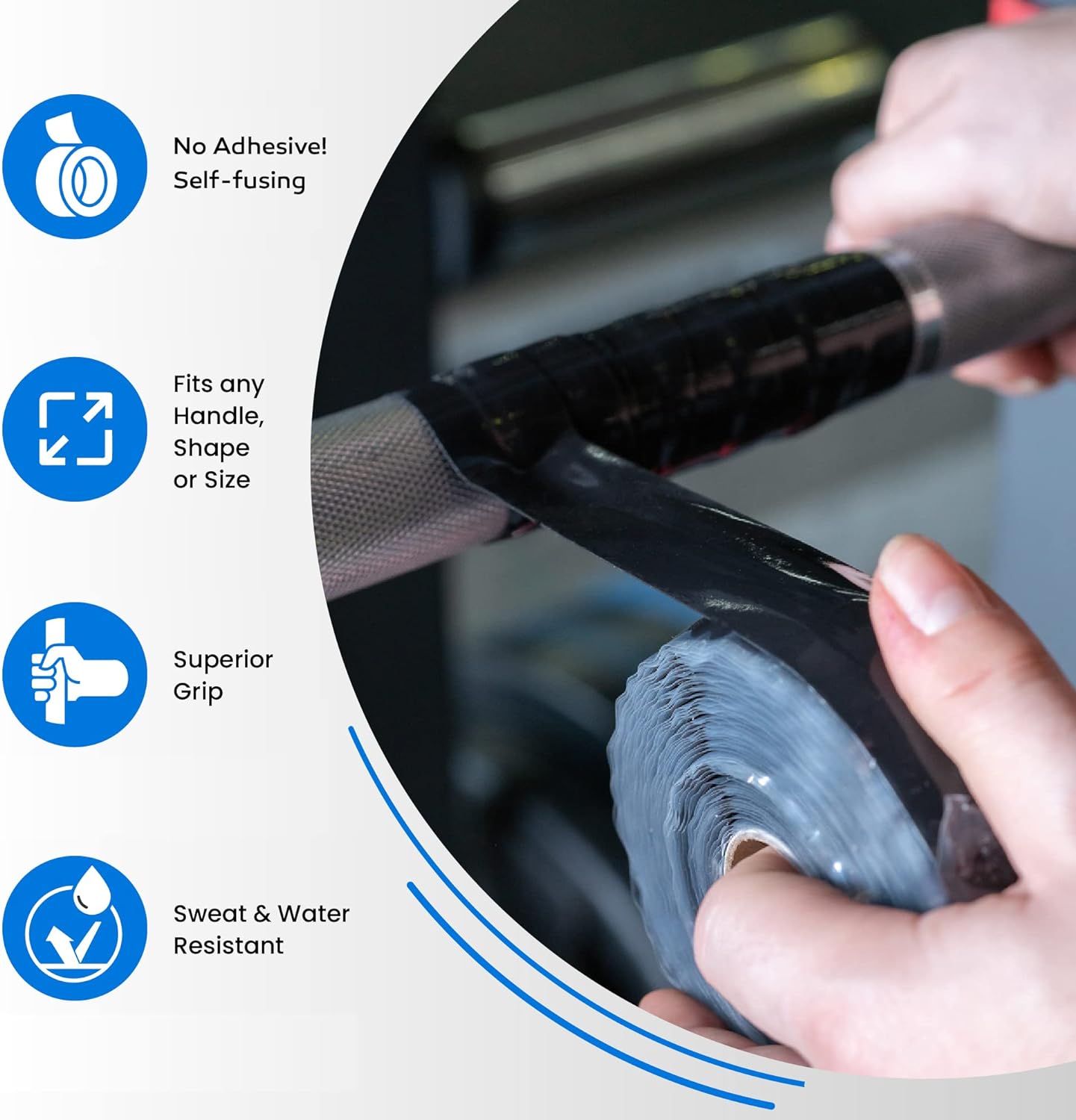 Core Prodigy Fusion Grip Tape - Silicone Rubber Wrap for Pull Up Bars, Barbells, Dumbbells, Sports and Gym Equipment, and Tools - Image 2