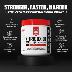 Old School Labs Nitric Oxide Booster for Men & Women, Pre-Workout Supplement with HydroNOx™ Citrulline HCl & S7® Blend for Enhanced Blood Circulation, Muscle Pump & Endurance – 150 Vegan Capsules