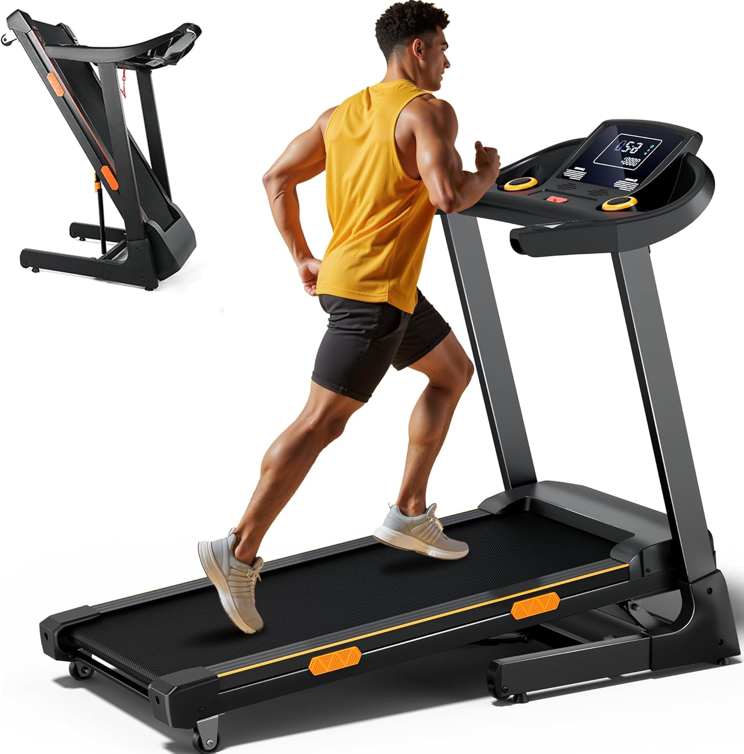 350 lb Capacity Walking Pad Treadmills for Home with 12%/15% Incline, Foldabe Treadmill with Handrail, 3.5HP Real Brushless Treadmill with Dual Cushion System, Deck Treadmills for Small Space