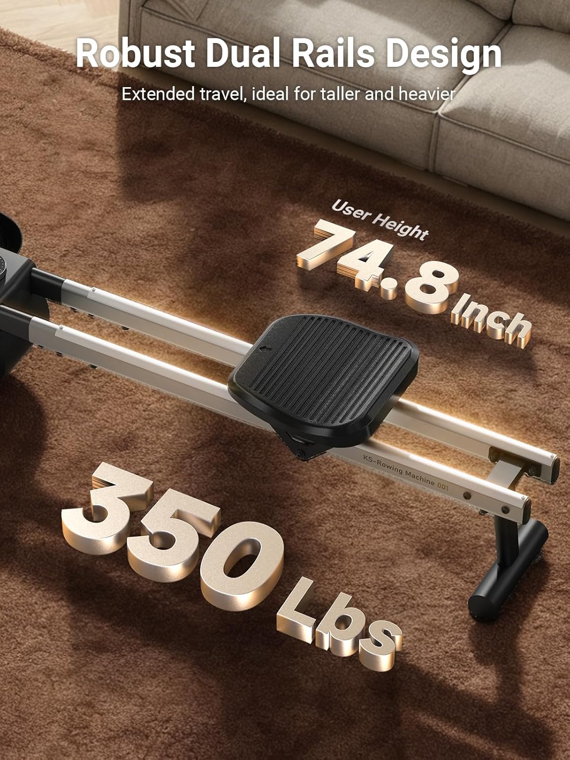 KINGSMITH Magnetic Rowing Machines for Home, 350LBS Capacity, APP Supported, Row Machine with Adjustable Resistance, Compact Rowing Machine Foldable - Image 4