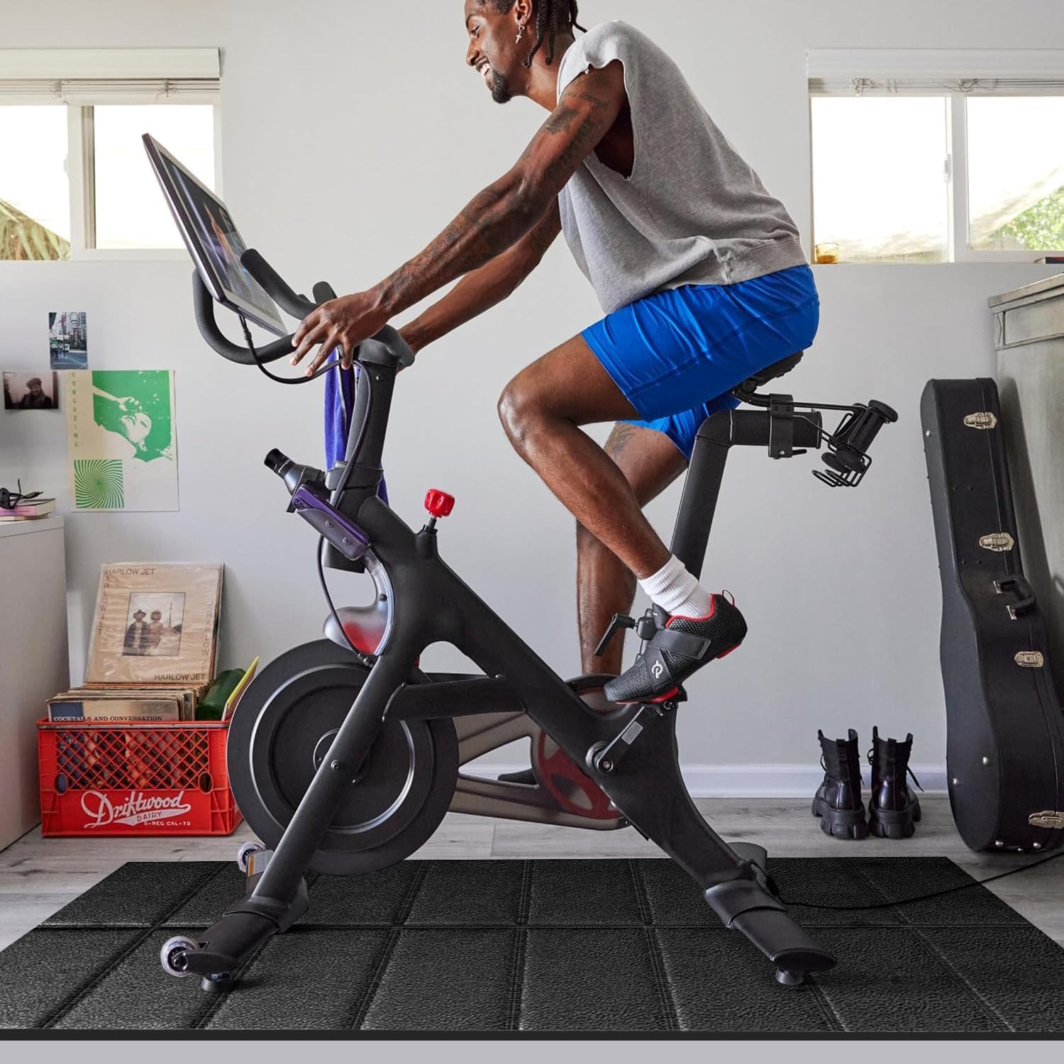 Mat for Exercise Bike Treadmill Walking Pad on Carpet 63x30,Compatible with Peloton, 1/4" Indoor Bike Trainer Mat for Hardwood Floors, Spin Stationary Bike, Equipment Stability, Noise Shock Absorption - Image 9
