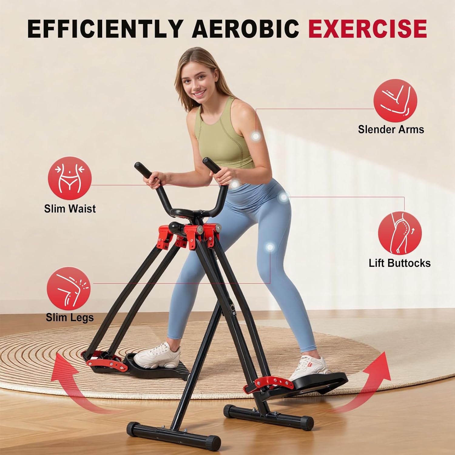 Space Walker Exercise Machine - Air Walker Elliptical Trainer for Home Use, Full Body Workout Equipment with LCD Display, Adjustable Resistance & Foldable Design for Cardio, Legs, Glutes Training - Image 2