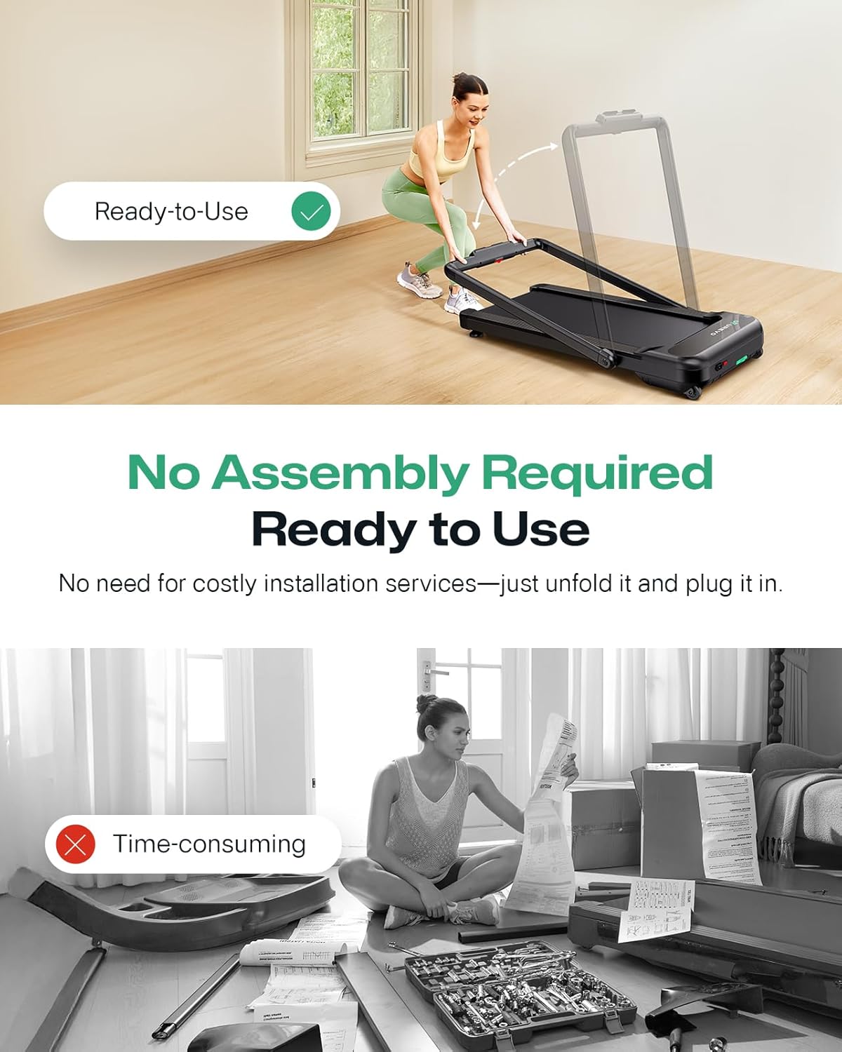 Smart Treadmill with 9% Auto Incline, Hiking and Running Walking Pad Treadmills for Home Office, Treadmill with UREVO APP, AI Powered Music Course, HIIT Programs Synced to Scenic Route, One-Click Mute - Image 7