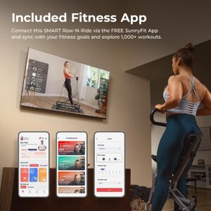 Sunny Health & Fitness Row-N-Ride Squat Assist Trainer, Foldable & Easy Setup Exercise w/Adjustable Resistance, Home Training Machine for Arm, Glute & Leg Workout, Optional Free SunnyFit App Connect