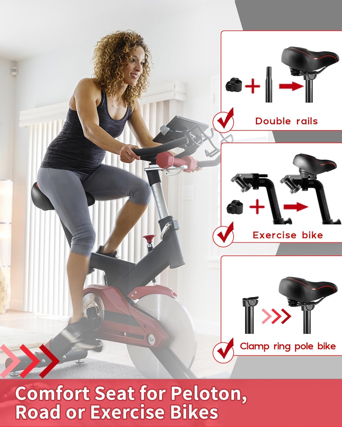 Oversized Bike Seat for Peloton Bike & Bike+, Comfort Seat Cushion Compatible with Peloton, Road or Exercise Bikes, Bicycle Wide Saddle Replacement for Men & Women, Accessories for Peloton - Image 8