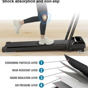 Walking Pad 2 in 1 for Walking and Jogging, Under Desk Treadmill for Home Office with Remote Control, Portable Walking Pad Treadmill in LED Display