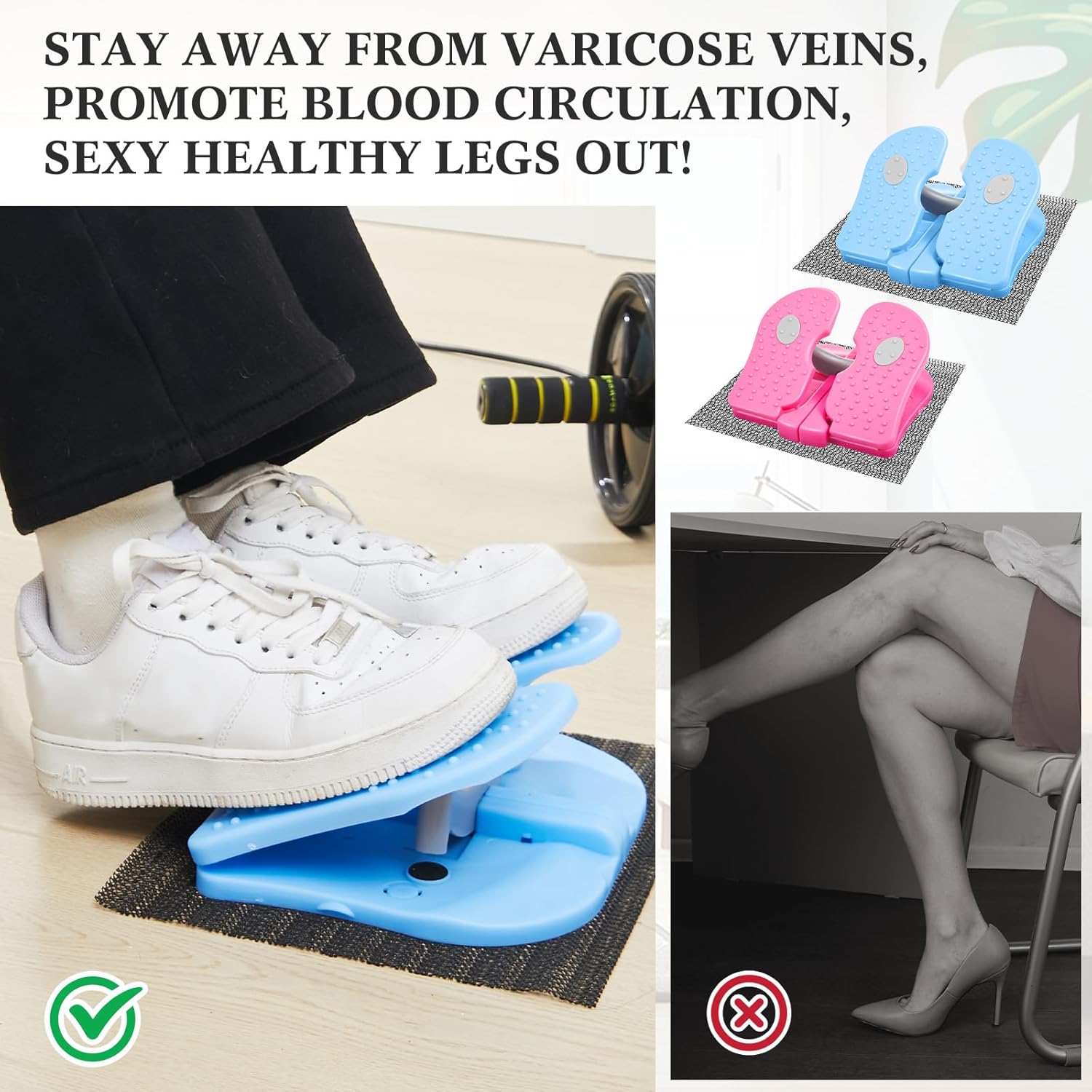 2 Pcs Mini Foot Pedal Exerciser Foldable Stepper Foot Pedal Leg Exerciser While Sitting Under Desk Stepper Foot Exercise Machine Trainer for Office Home Muscles Varicose Veins - Image 4