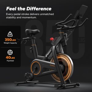 MERACH Magnetic Exercise Bike, Indoor Cycling Bike with Self-Developed App, 350 lbs Weight Capacity & 40 lbs Flywheel, Stationary Bike for Home Gym Fitness