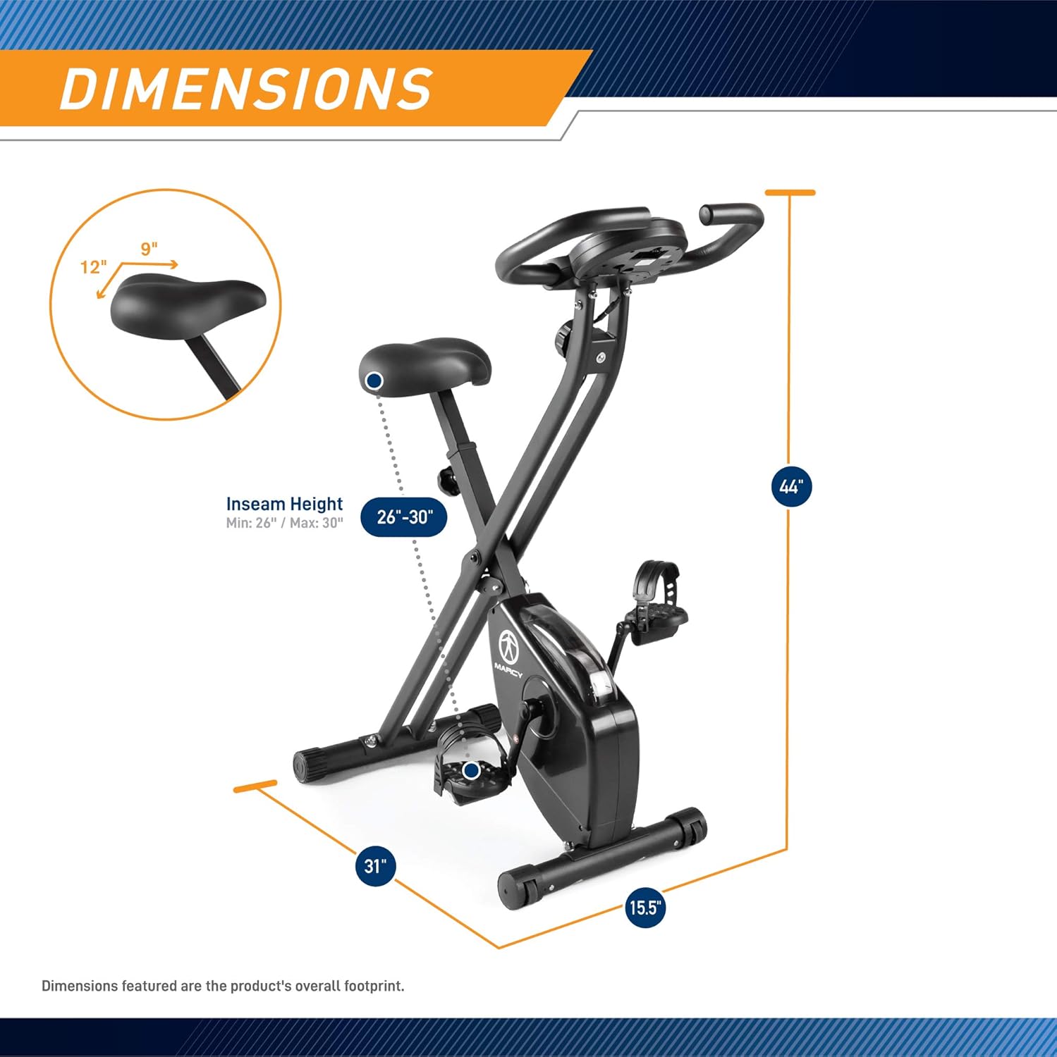 Marcy Foldable Upright Exercise Bike with Adjustable Resistance for Cardio Workout & Strength Training - Multiple Styles Available - Image 2
