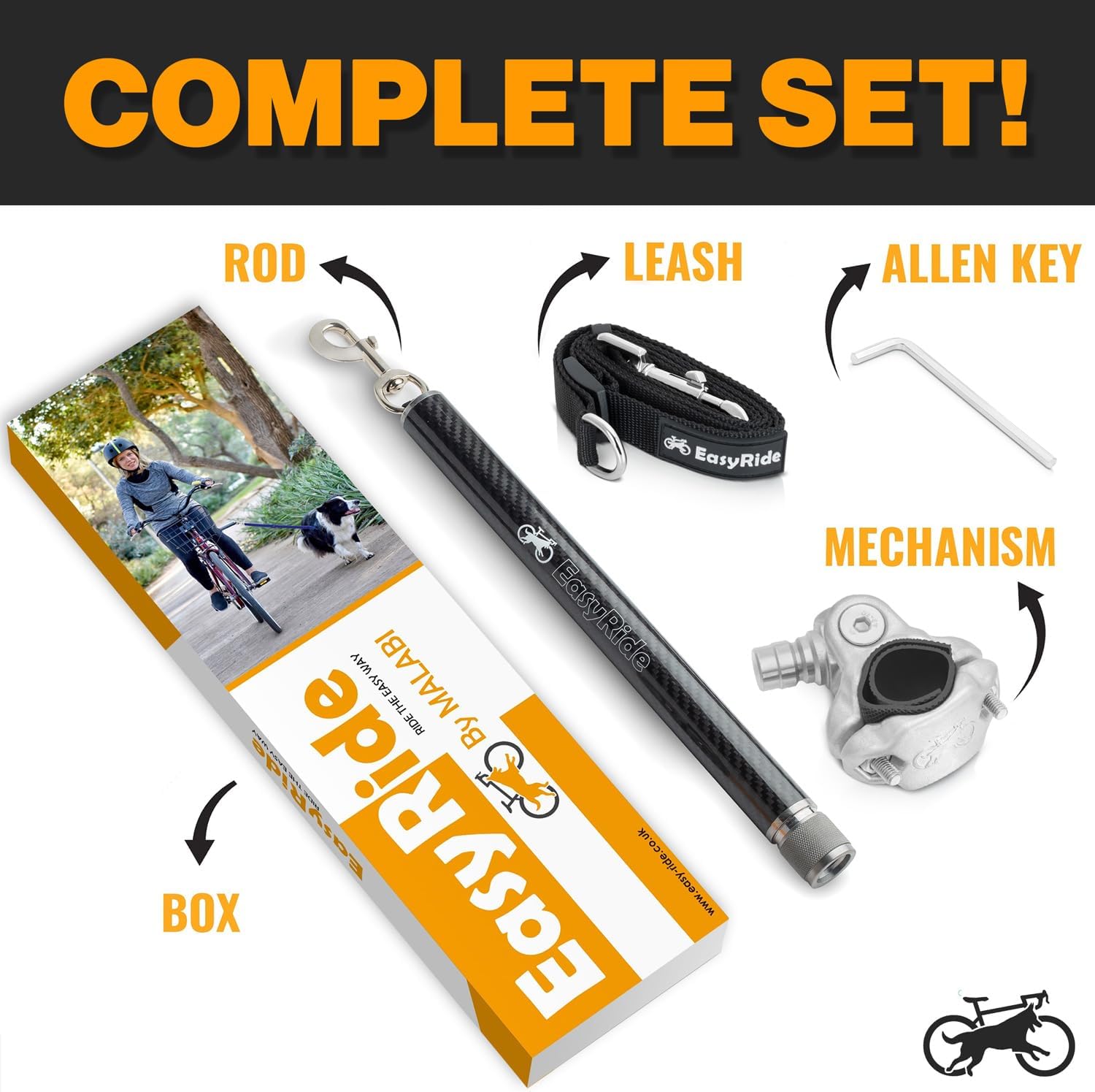 V2.0-180° Rotating Dog Bike Leash - with Shock Absorbers and Quick Attach Mechanism | Carbon Fiber | Detachable, Adjustable for The Smoothest Ride- Patent Pending (Black) - Image 3