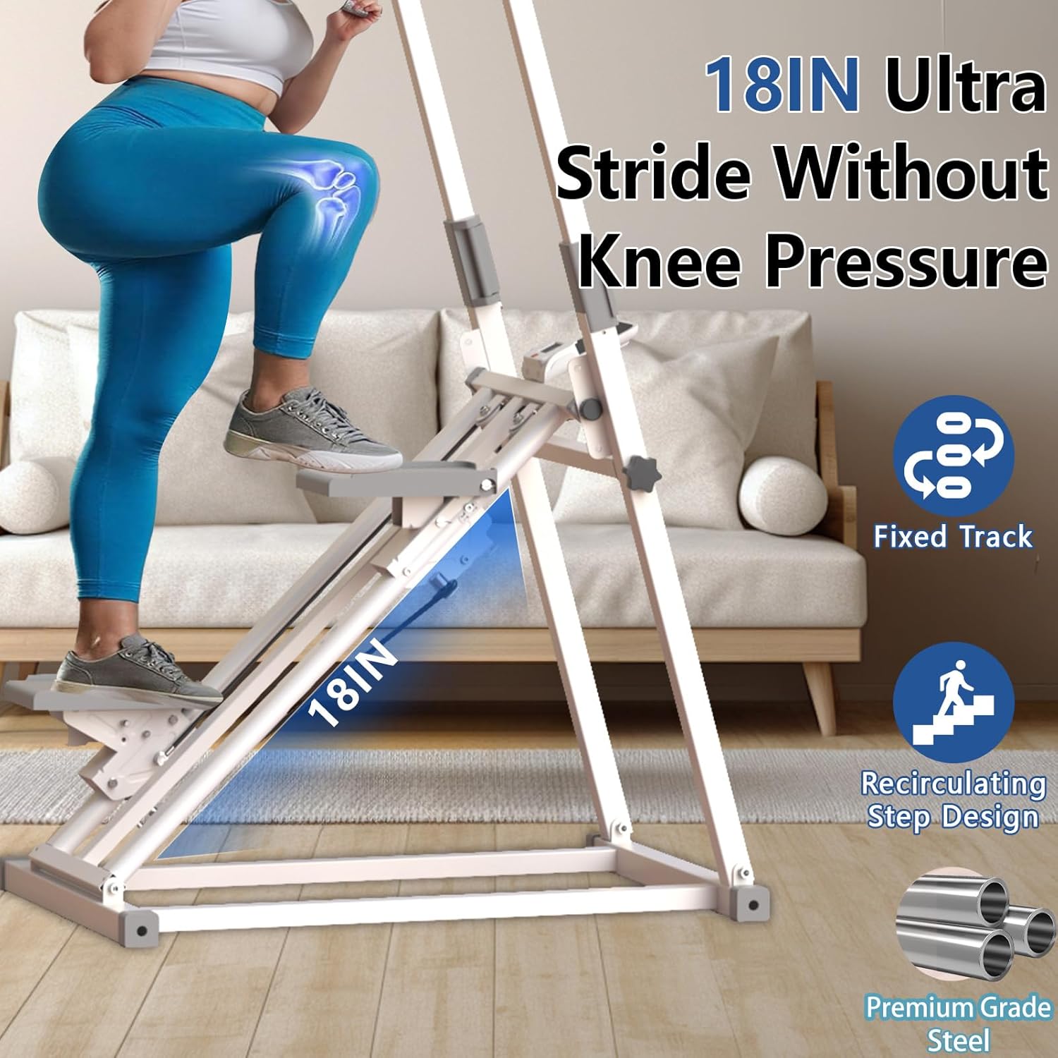 Foldable Stair Stepper for Home Gym Exercise, Vertical Stair Climber Exercise Machine with Adjustable Handlebar & Pedals, Compact Full Body Cardio Workout Equipment - Image 3