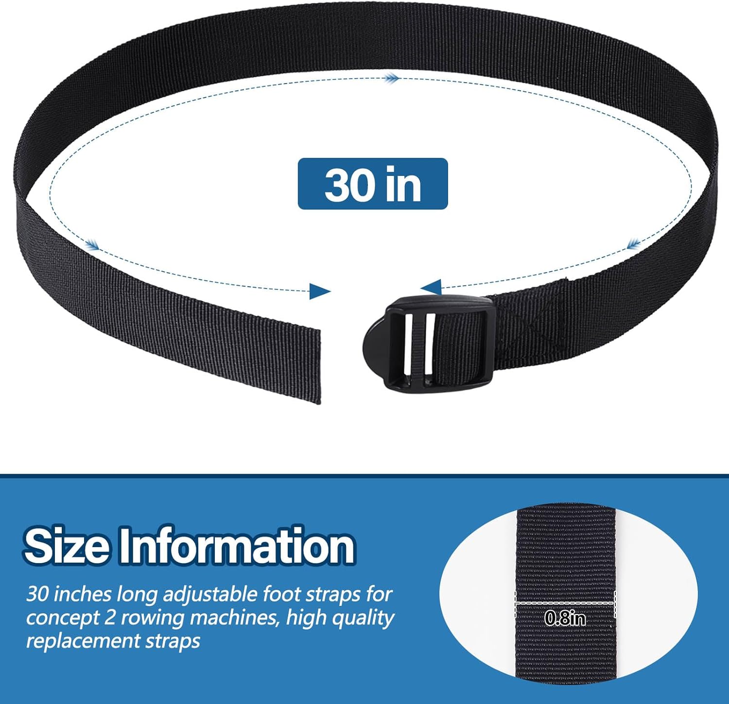 Rowing Machine Adjustable Foot Straps Compatible With Concept 2 Rower Fitness, 4 Pack Replacement Reusable Straps - Image 3