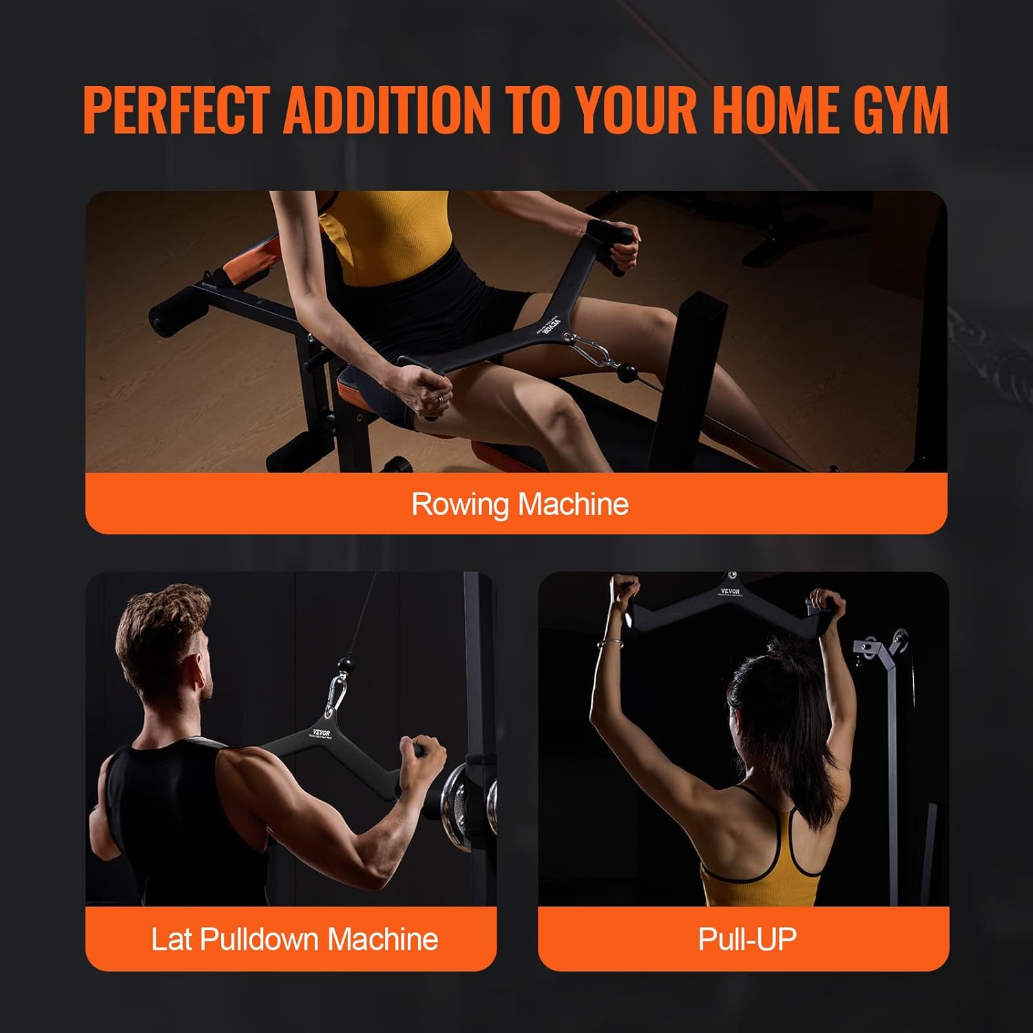 VEVOR LAT Pulldown Attachments, Cable Machine Rowing T-bar V-bar Tricep Pull Down Bar, Back Strength Training Rubber Coated Handle Grip, Bicep Curl Tricep LAT Pulldown Bar for Home Gym Fitness - Image 7