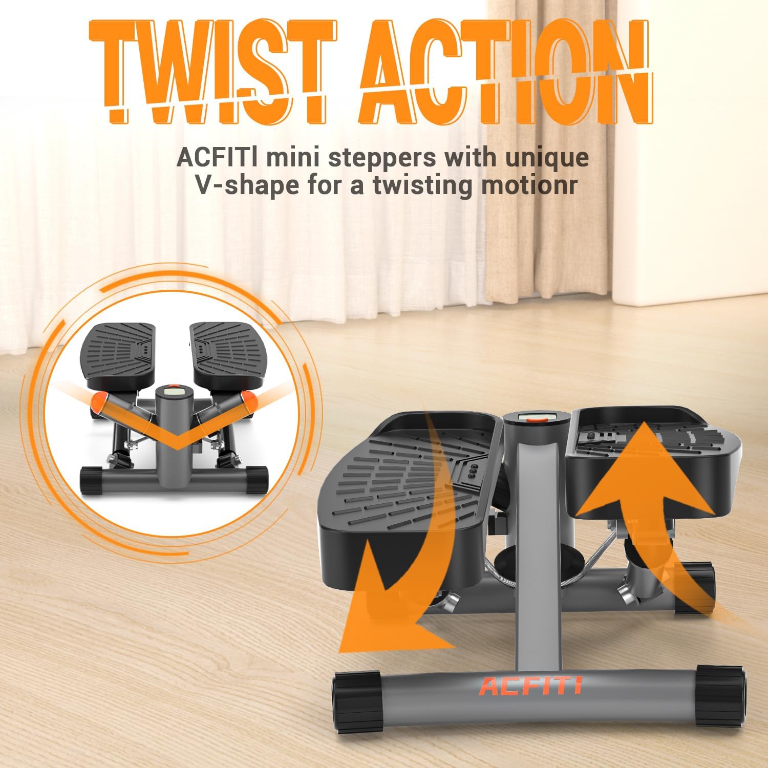 Steppers for Exercise at Home,Adjustable Height Mini Stepper with Resistance Bands,Stair Stepper with 350lbs Loading Capacity,Twist Stepper for Full Body Workout (Included Mat) - Image 3