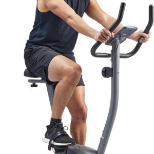 Sunny Health & Fitness Smart Stationary Exercise Upright Bike w/Pulse Sensor & 4-Way Adjustable Seat, Cycling Machine for Home Cardio Training, Free SunnyFit App Connection, Optional Resistance Band