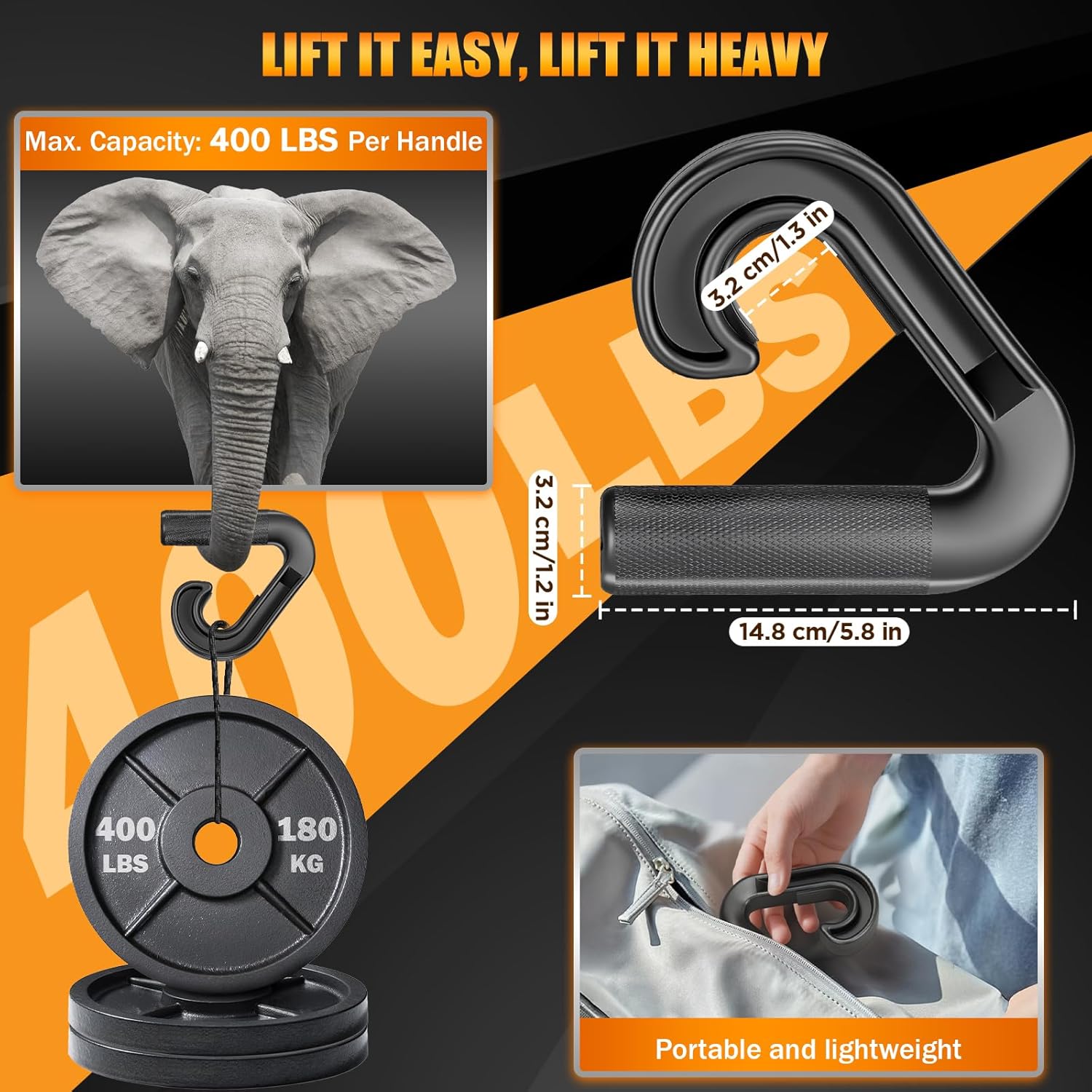 Neutral Grip Pull Up Handles, Ergonomic Non-Slip Hooks for Barbell Row Deadlift Resistant Bands Cable Machine, Lightweight Pull Up Bar Accessories, Portable Grips for Home Gym Workout, Nylon - Image 3