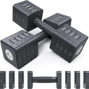 Adjustable Dumbbells Hand Weights Set: Sportneer 5 in 1 Weight Adjustment 10 LB Dumbbells Set of 2 Free Weights Fast Adjust Dumbbell Weight Set for Women Men Home Gym Exercise Workout Strength