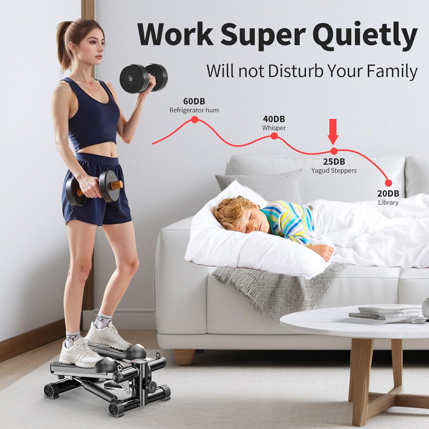 Total Body 2-in-1 Stepper Machine, Total Body Workout, Adjustable Hydraulic, Resistance Bands - Image 5