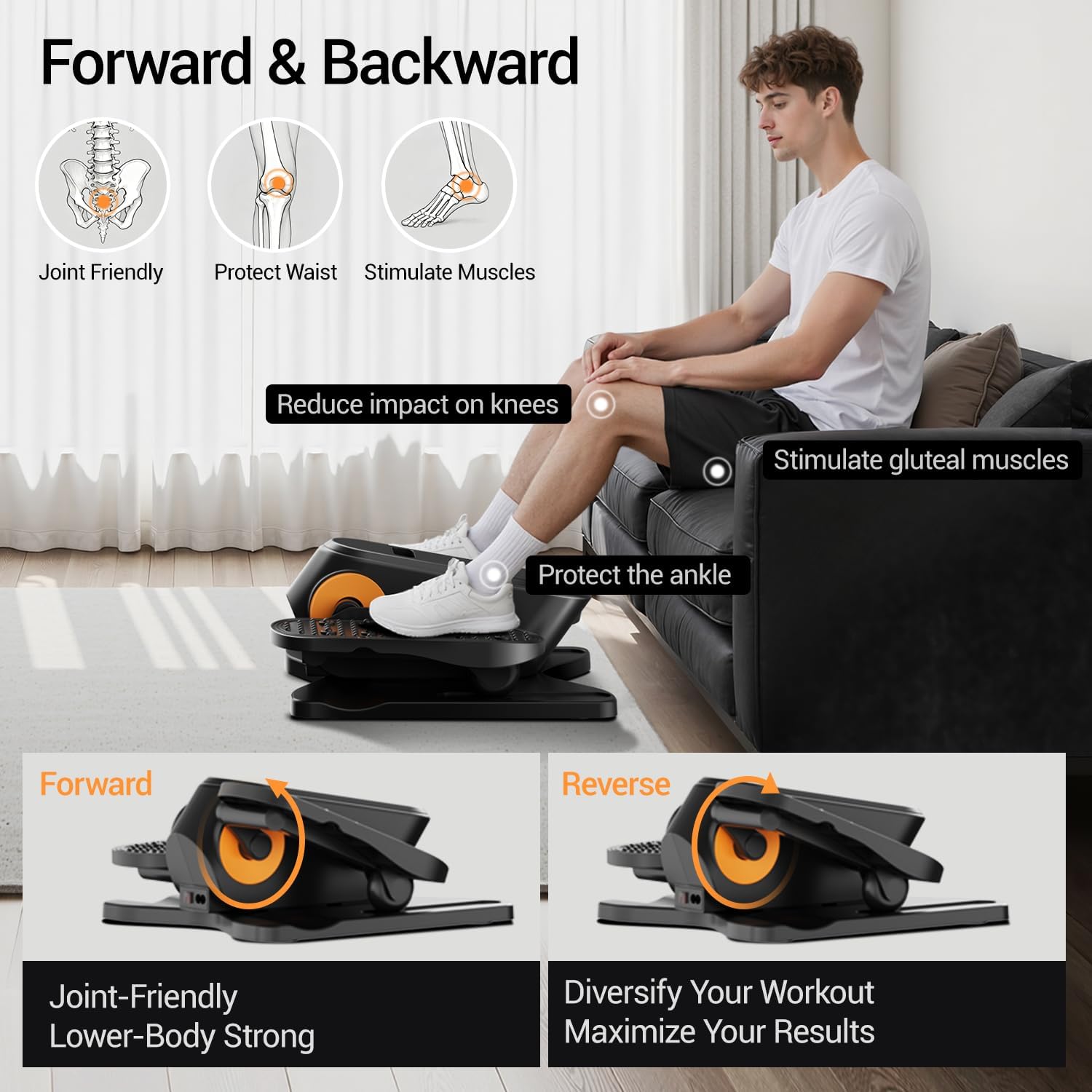 Under Desk Elliptical Machine, Electric Ellipse Leg Exerciser as Seen on Tv for Seniors, Quiet Portable Seated Pedal Exerciser with Remote Control, 12 Adjustable Speeds, Auto & HR Mode for Home Office - Image 4
