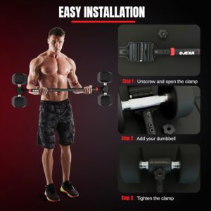 Dumbbell Converter to Barbell Set – Adjustable weights & Up to 200 lb Capacity Weight Barbell – Steel Clamp – Barbell Dumbbells Converter for Home Gym – Weight Lifting for full Body Workouts
