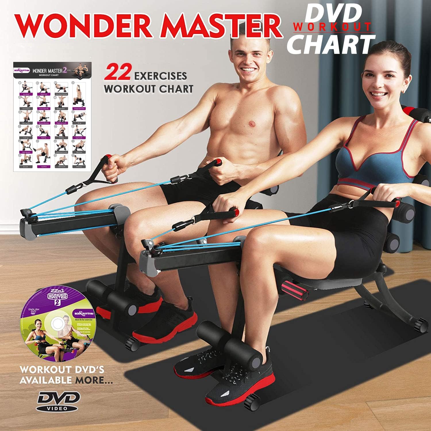 BODY RHYTHM 22 in 1 Wonder Master Core & Abdominal Workout Equipment, Foldable & Adjustable Rowing Machine, Core Strength Training& Abdominal Exercise Trainers with 22 Ways to Exercise for Home Gym. - Image 3