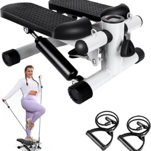 Stepper for Exercise at Home, Stair Stepper with 2 Resistance Bands, Mini Stepper with 300LBS Loading Capacity & LCD Monitor, Super Quiet Hydraulic Fitness Steppers Full Body Workout Machine