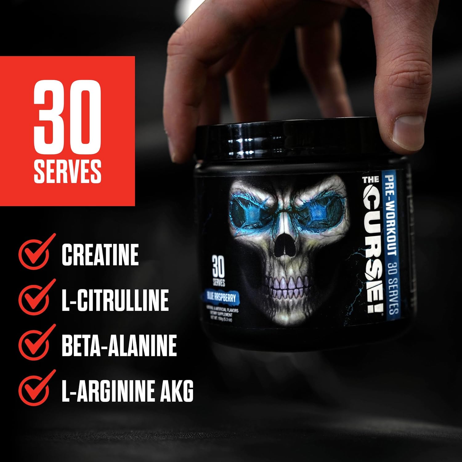 JNX SPORTS The Curse! Pre Workout Powder for Men & Women, Caffeine, Beta-Alanine, Creatine, L-Citrulline, 30 Servings, Dark Grape Flavor – Boost Energy, Strength & Focus - Image 6