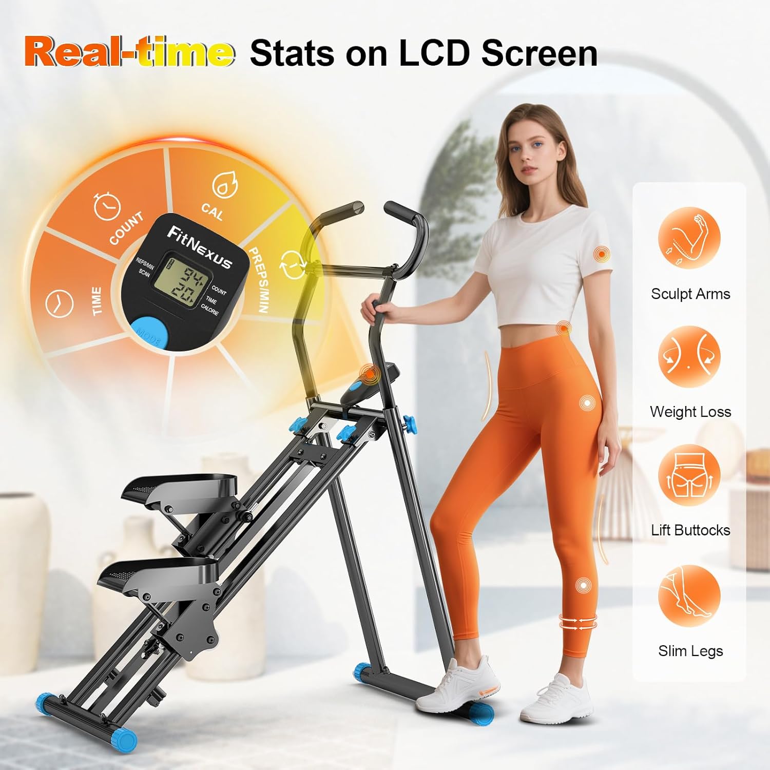 Stair Stepper for Home Gym, 350lbs Vertical Climber Machine with LCD Display, Non-Slip Pedals & 350lb Capacity Compact Folding Cardio Exercise Climber - Image 3