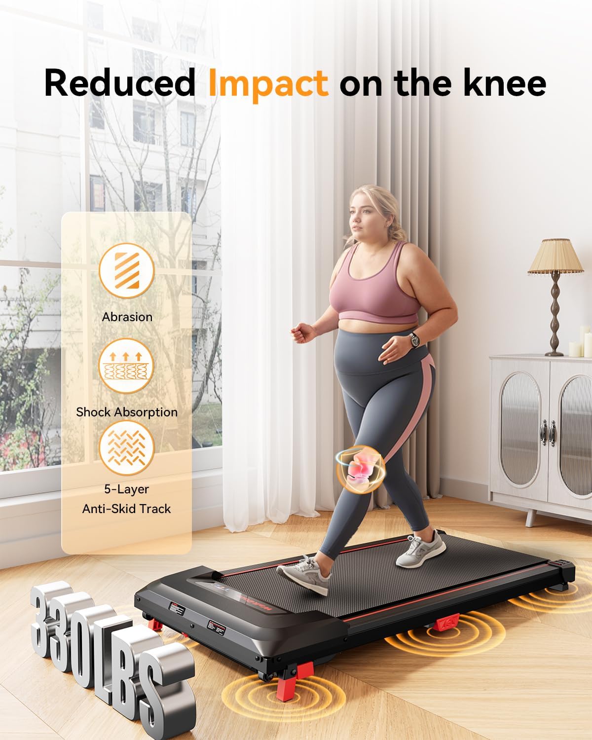 Walking Pad, Incline Walking Pad Treadmill, Under Desk Treadmills 265 Lbs Capacity, 2.5HP Low Noise Portable Running Machine for Home and Office, with LED Display, Remote Control - Image 3
