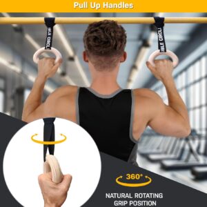 Double Circle Pull Up Handles – Pull Up Grips, LAT Pull Down Gym Handles Design – Quick Attachment to Bars and Barbell Grips – Includes Carry Bag – Suitable for Home Gym and On-The-Go Workouts