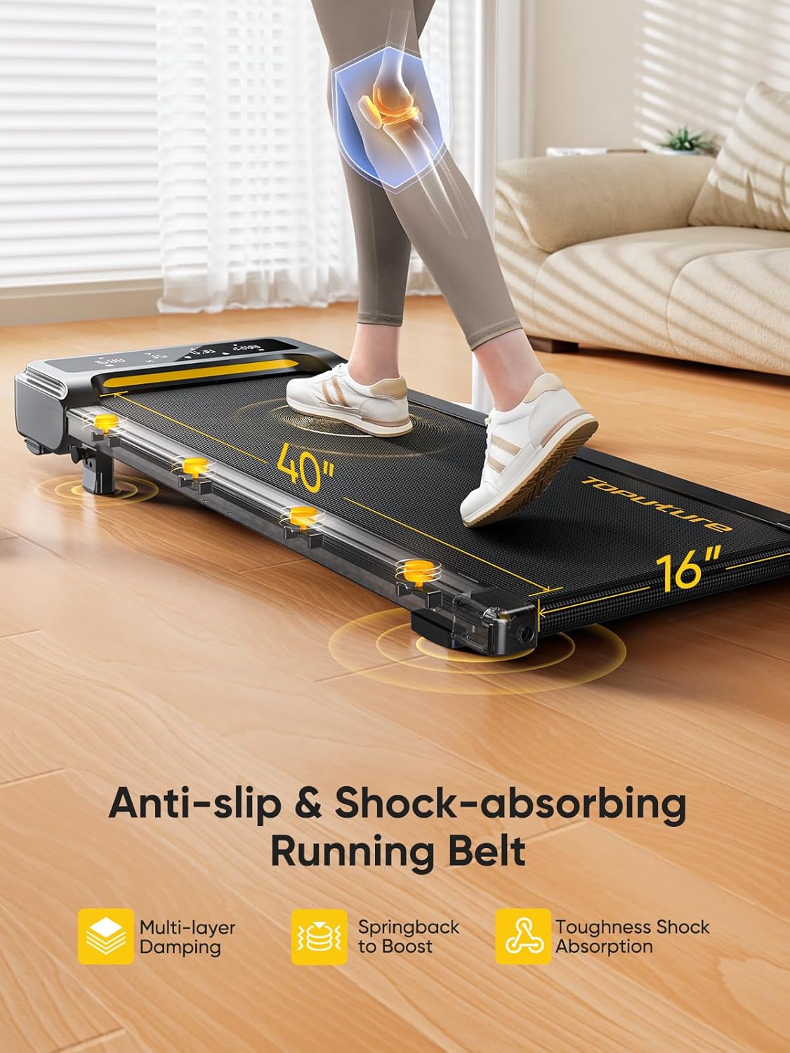 Walking Pad with Incline, Under Desk Treadmill, Portable Treadmills for Home/Office, 2.5HP Walking Jogging Running Machine 300 lbs Capacity with LED Display, Remote Control/App Control - Image 5