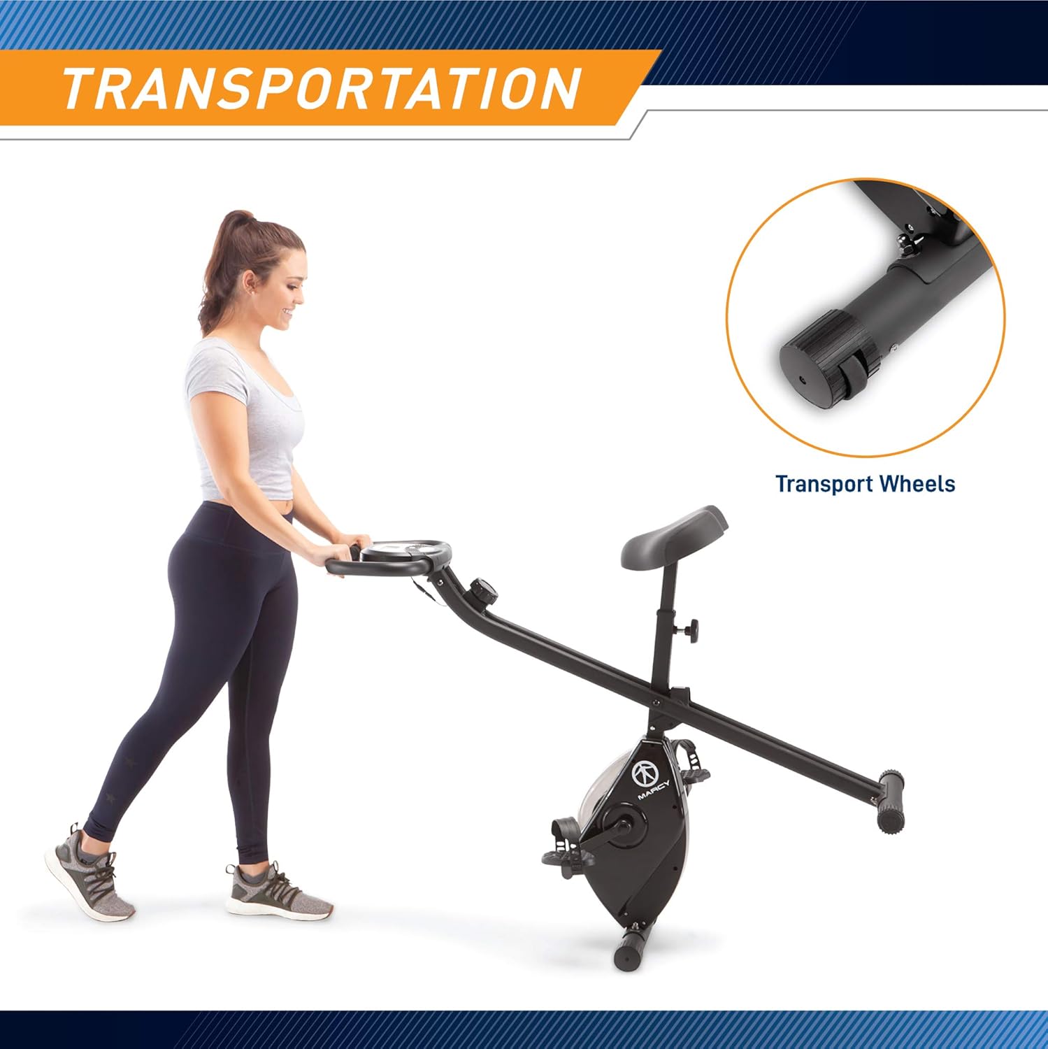 Marcy Foldable Upright Exercise Bike with Adjustable Resistance for Cardio Workout & Strength Training - Multiple Styles Available - Image 7