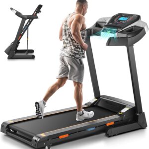 Treadmill with 15% Auto Incline, FUNMILY 3.25HP Heavy Duty Treadmill for Home, 300 lb Weight Capacity Folding Running Machine, Smart App Control/Shock Absorption/Bluetooth Speaker/Large LED Display