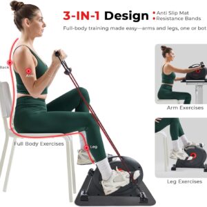 Sunny Health & Fitness Smart Under-Desk Bike Exerciser, Low-Impact Cardio Cycling Equipment for Home/Office, Mini Paddler for Arm/Leg Mobility Training, Free SunnyFit App Connect, Optional Motorized