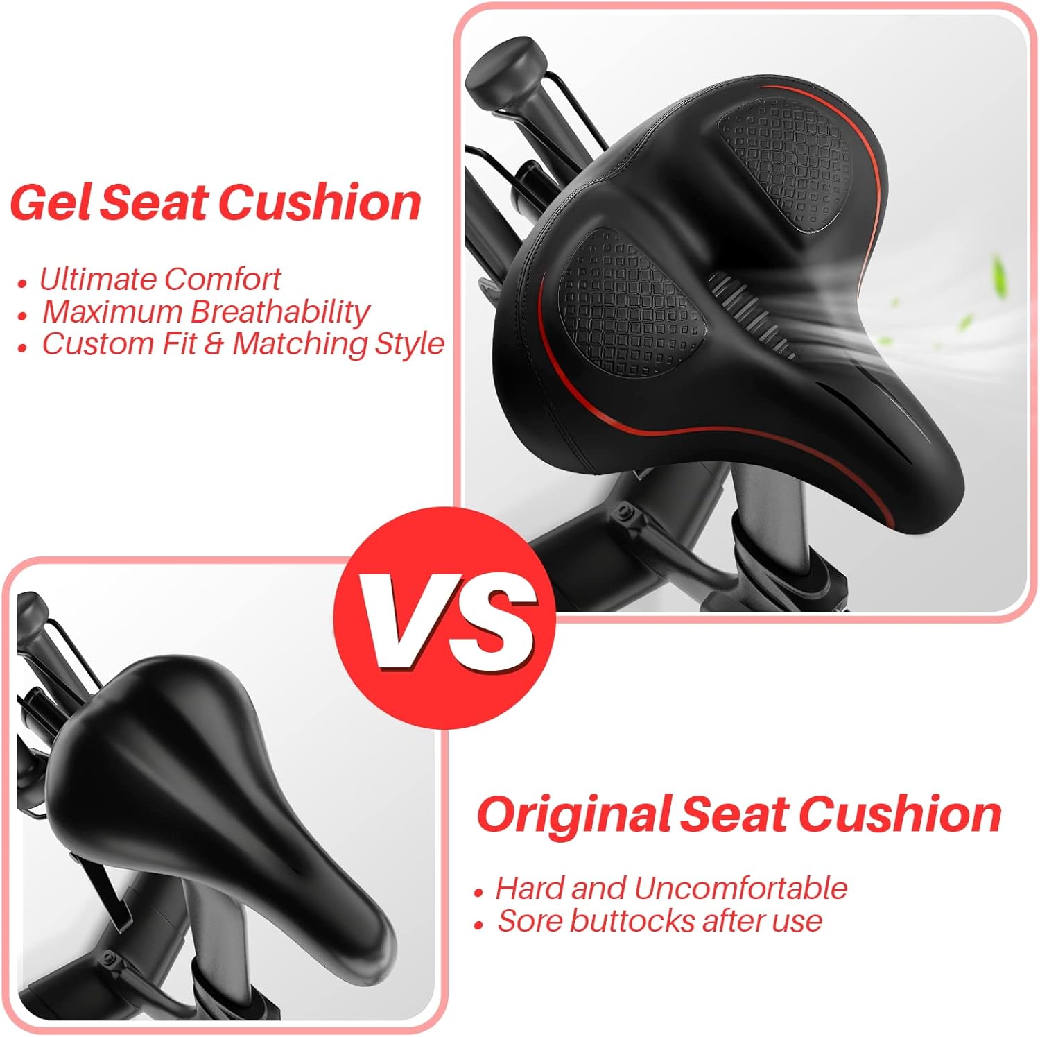 Oversized Bike Seat for Peloton Bike & Bike+, Comfort Seat Cushion Compatible with Peloton, Road or Exercise Bikes, Bicycle Wide Saddle Replacement for Men & Women, Accessories for Peloton - Image 5